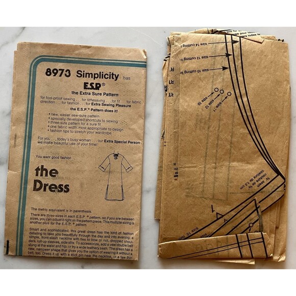 Simplicity Sewing Pattern 8973 Women's Pullover Dress Sz 10-12-14 Vintage 9939 - Picture 4 of 4